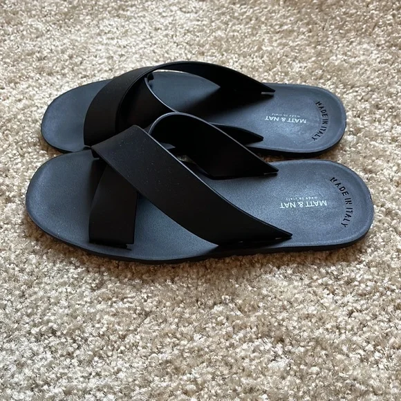 Matt & Nat Vegan Leather Black Sandals - Picture 6 of 7